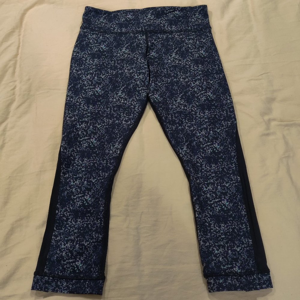 Lululemon Journey Crop Women's Rocky Road Sand Dune Black Mesh Leggings Size 6